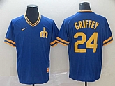 Mariners 24 Ken Griffey Jr. Blue Throwback Jerseys,baseball caps,new era cap wholesale,wholesale hats